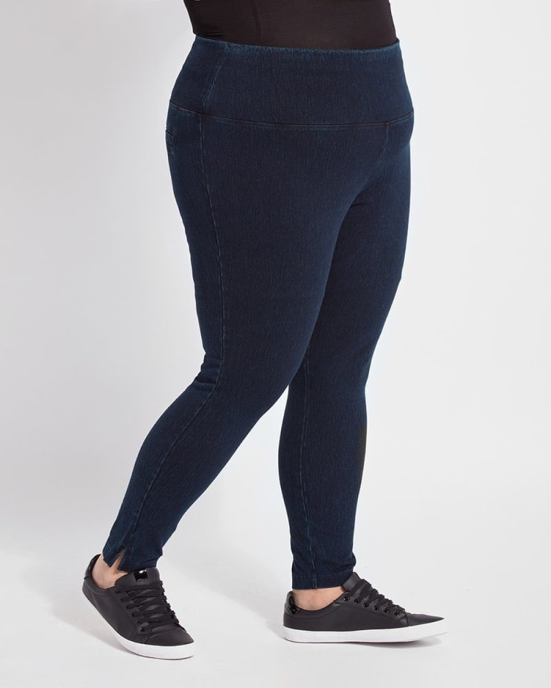 Front of a model wearing a size 1X Danica High-Waisted Skinny Jeans in Indigo by Lysse New York. | dia_product_style_image_id:284532